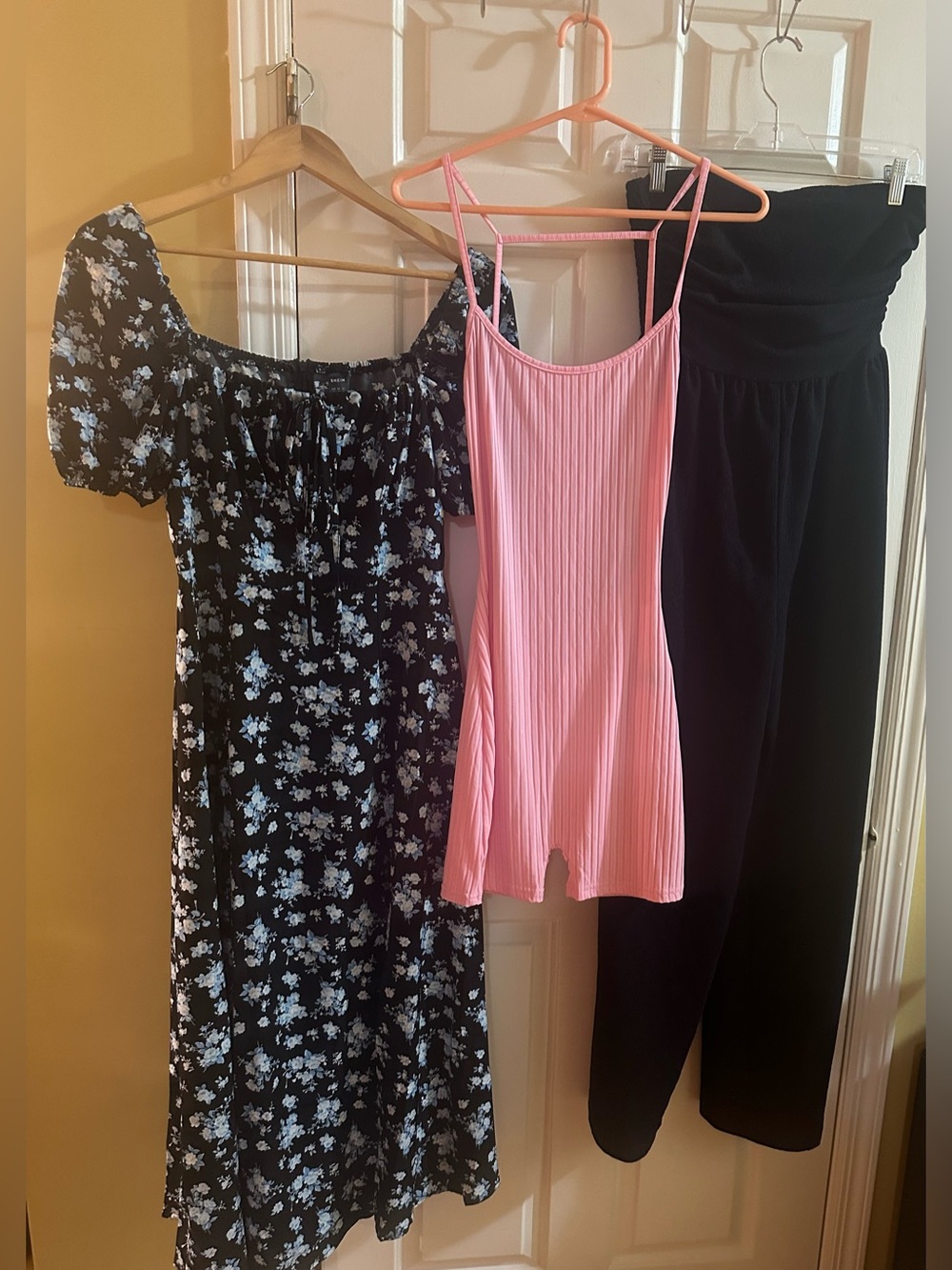 SHEIN BUNDLE OF 3: Floral Maxi Dress/ Ribbed Cami Romper/ Strapless jumpsuit (M)